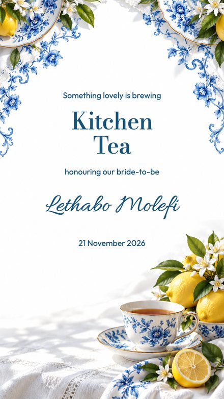 Kitchen tea, blue porcelain and citrus